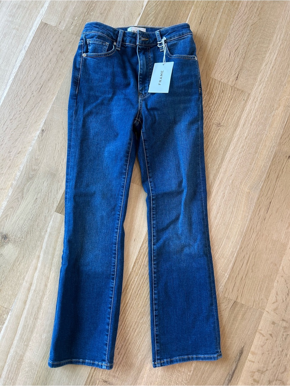 Frame: The Reboot Crop Denim- Women's Deep Blue Flared Jeans